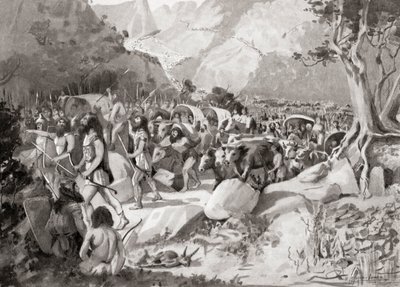 Een migratie van Scythische stammen door een pas in de bergen van Klein-Azië naar Syrië, uit Hutchinson