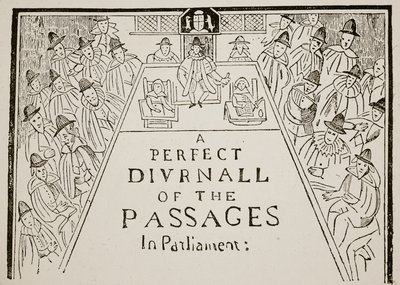 Een krantenkop, zeventiende eeuw, illustratie uit Hutchinsons Story of the British Nation, ca. 1923 door English School
