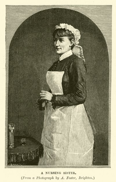 Een verpleegster (gravure) door English School