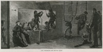Een speelkamer voor de armen in Islington: De gymzaal en kegelbaan door English School