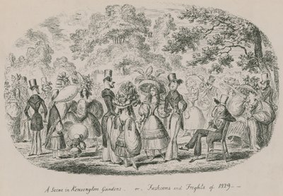 Een scène in Kensington Gardens of Mode en Angsten van 1829 door English School