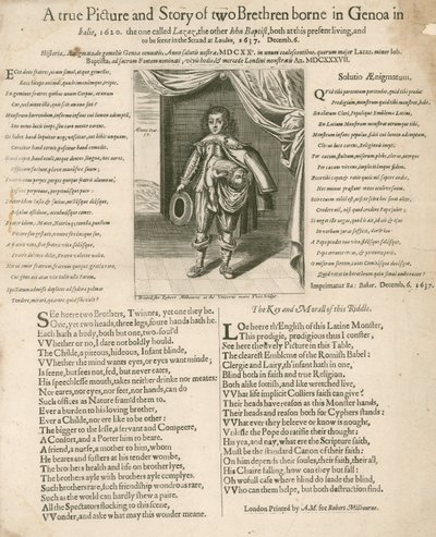 Een waarheidsgetrouwe afbeelding en verhaal van twee broers geboren in Genua in Italië, 1620 door English School