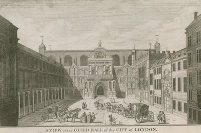 Een uitzicht op de Guildhall van de stad Londen door English School