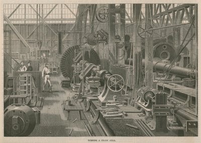 Een bezoek aan Penns Marine Engine Fabriek in Greenwich, Londen; Draaien van een krukas door English School