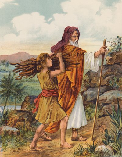 Abraham en Isaak op weg naar de berg Moria door English School