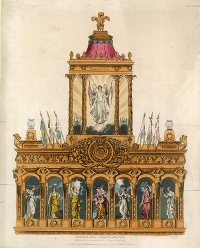 Ackermanns Transparantie, tentoongesteld ter herdenking van de Vrede, juni 1814 door English School