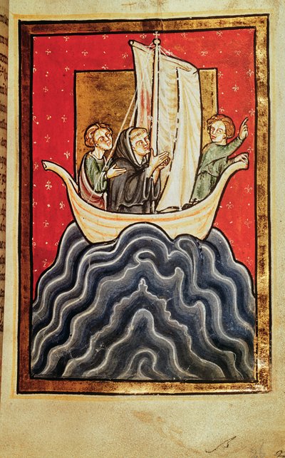 St. Cuthbert en twee broeders terugkerend uit het land van de Picten, uit 