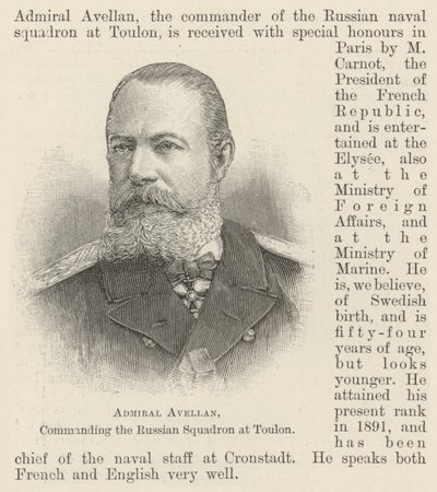 Admiraal Avellan, commandant van het Russische eskader in Toulon door English School