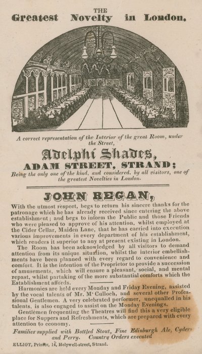 Advertentie voor Adelphi Shades, Adam Street, Strand door English School