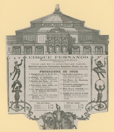Advertentie voor Cirque Fernando door English School