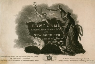 Advertentie voor Edward D Orme, prentverkopers en lijstenmakers door English School