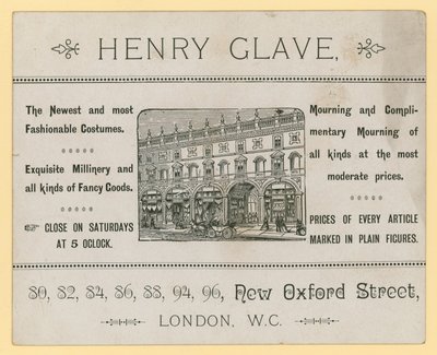 Advertentie voor Henry Glave, New Oxford Street, Londen door English School
