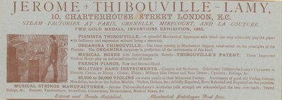 Advertentie voor Jerome Thibouville-Lamy, 10 Charterhouse Street, Londen, instrumentmaker door English School
