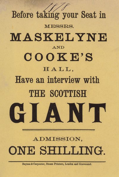 Advertentie voor Messrs Maskelyne en Cookes Hall door English School