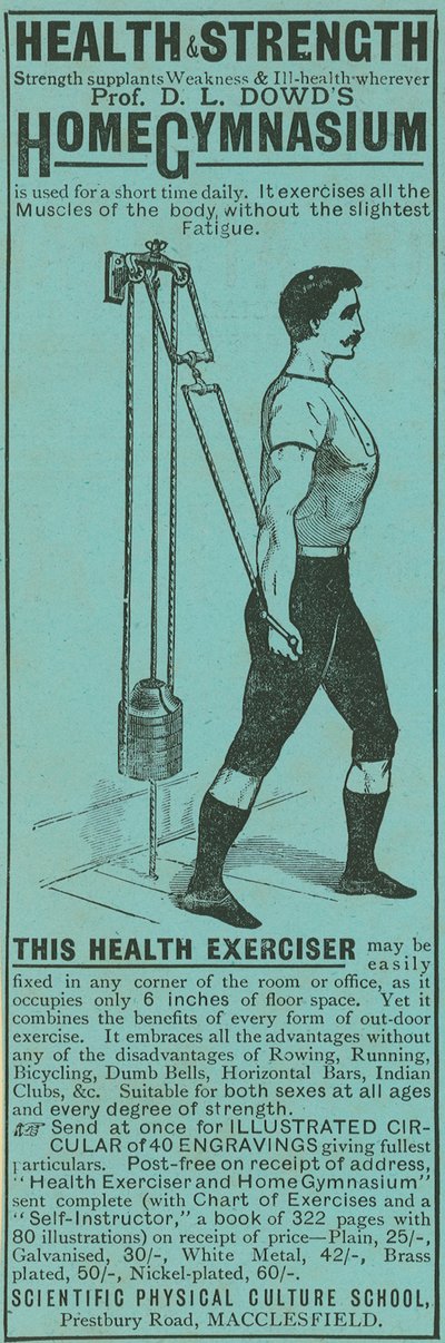 Advertentie voor Professor D L Dowds Home Gymnasium door English School