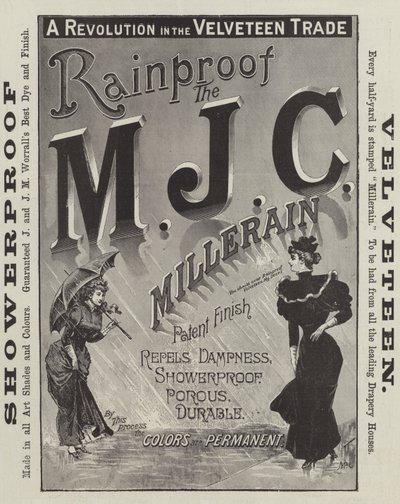 Advertentie, M J C Millerain (gravure) door English School
