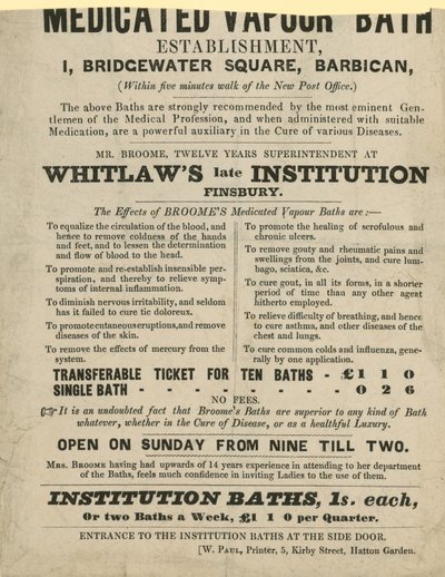 Advertentie voor Medicated Vapour Bath door English School