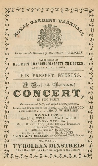 Advertentie voor Vauxhall Gardens, Londen door English School