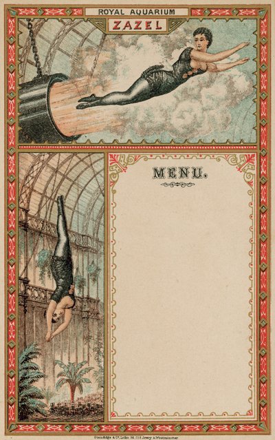 Advertentie voor Zazel de Menselijke Kanonskogel door English School