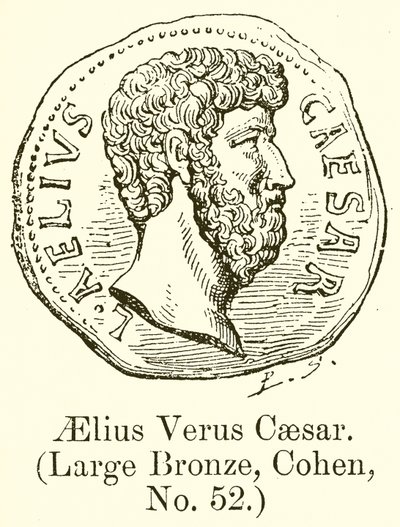 Aelius Verus Caesar. (Groot brons, Cohen, nr. 52) (gravure) door English School