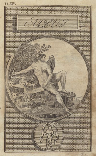 Aeolus, oude Romeinse god van de winden (gravure) door English School