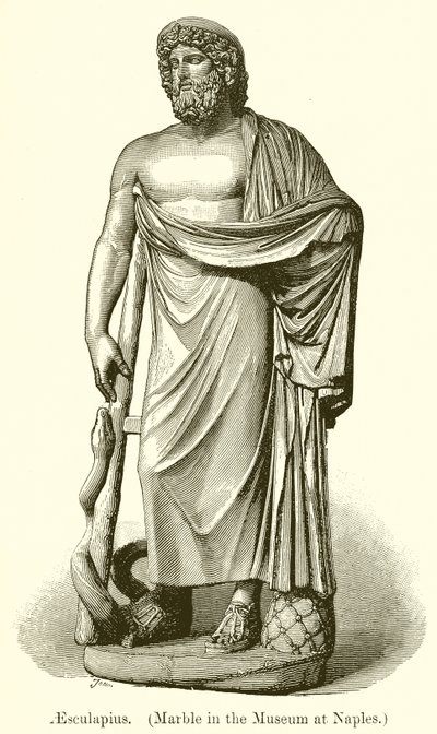 Aesculapius (Marmer in het Museum van Napels) (gravure) door English School