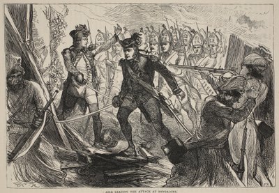 Aire leidt de aanval bij Bangalore, illustratie uit Cassells Geïllustreerde Geschiedenis van India door James Grant, uitgegeven 1879 door English School