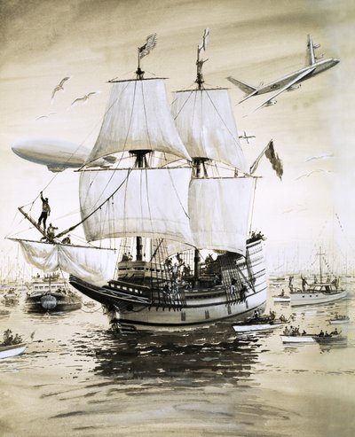 Alan Villiers bootst de Mayflower van de Pilgrim Fathers na en zeilt de Atlantische Oceaan over door English School