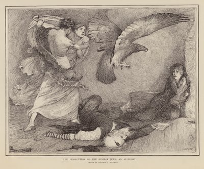 Allegorie die de vervolging van de Russische Joden toont door English School