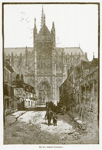 Amiens Cathedral (engraving) door English School