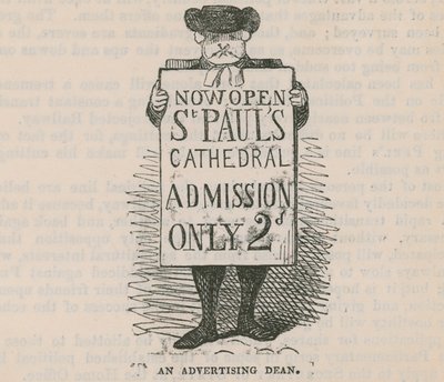 Een advertentie-deken; cartoon door English School
