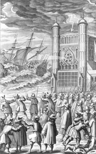Een allegorie van de gebeurtenissen rond koning Karel I in 1649, 17e eeuw door English School