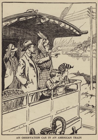 Een observatiewagen in een Amerikaanse trein door English School