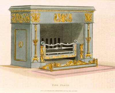Een decoratieve luchtkachel uit Ackermanns Repository of Arts II, september 1825, gravure door English School