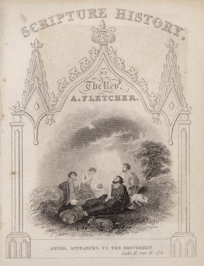 Engel verschijnt aan de herders, Lucas II, vers 8-14 door English School
