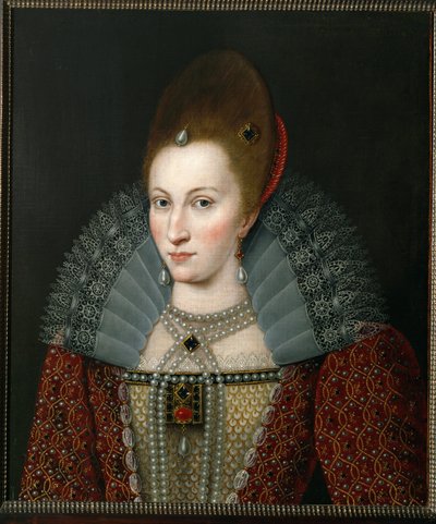 Anne van Denemarken, koningin van Engeland, vrouw van Jacobus I van Engeland ... (schilderij op doek) door English School