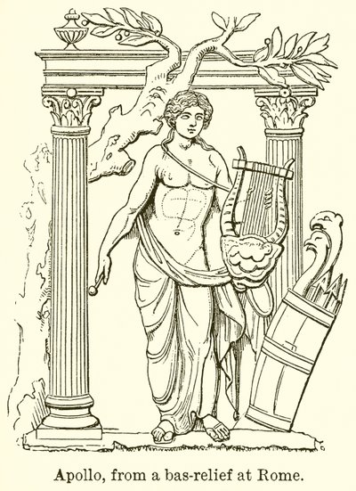 Apollo, van een Bas-Relief in Rome door English School