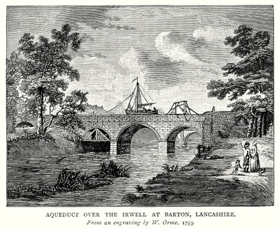 Aquaduct over de Irwell bij Barton, Lancashire (gravure) door English School