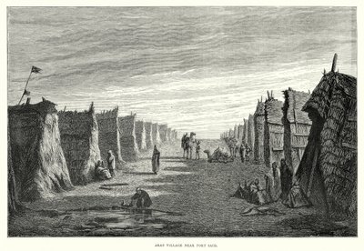 Arabisch dorp bij Port Said (gravure) door English School