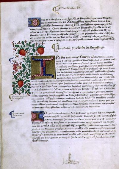 Archief 9432 f.19v Pagina met Tekst en Verlichte Initiaal 