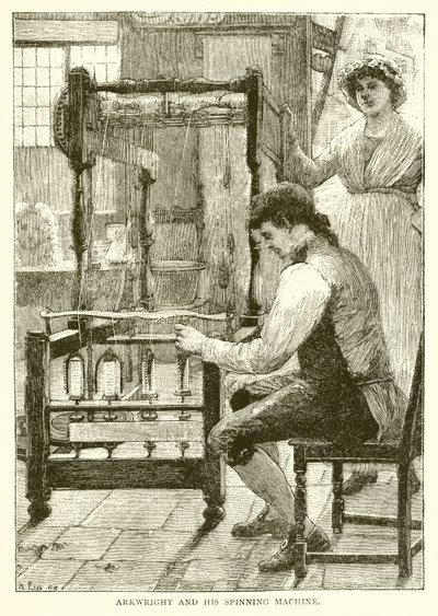 Arkwright en zijn spinmachine door English School
