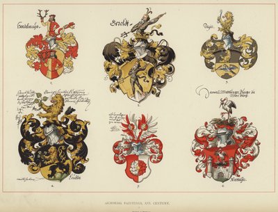 Armorial Schilderijen, XVI Eeuw (kleurenlitho) door English School