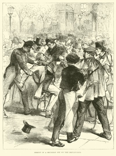 Arrestatie van een Pruisische spion op de Boulevards, september 1870 door English School