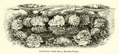 Kunstmatig meer voor een eettafel (gravure) door English School