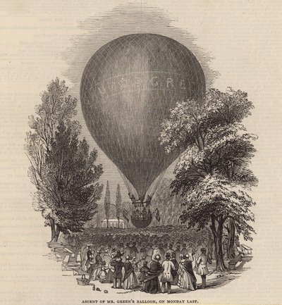 Opstijging van meneer Greens luchtballon, afgelopen maandag door English School