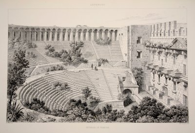 Aspendu - Interieur van theater, pub. 1863 lithografie door English School