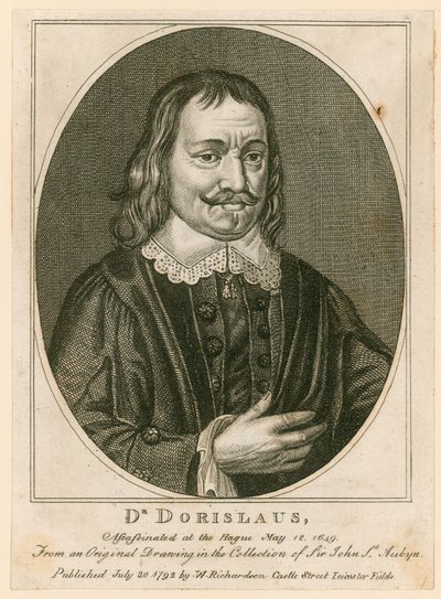 Moord op Dr. Isaac Dorislaus, mei 1649 (gravure) door English School