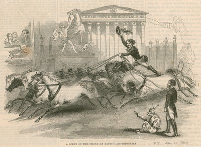 Astleys Amphitheatre, Londen - Een scène in het circus in Battys Amphitheatre door English School