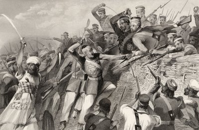 Aanval van de muiters op de Redan-batterij bij Luknow, 30 juli 1857, uit 
