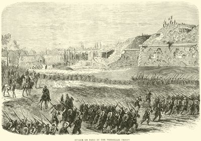 Aanval op Parijs door de troepen van Versailles, maart 1871 door English School
